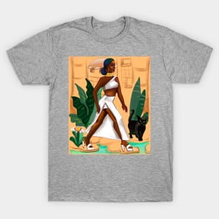 Cat walk. Black is beautiful Afro queen Striding- The best Gifts for black women 2022, women of Color, women of colour, T-Shirt